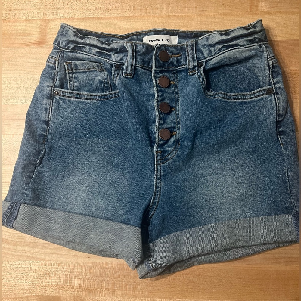 O'Neill Blue Denim High-Rise Button-Front Women’s Shorts